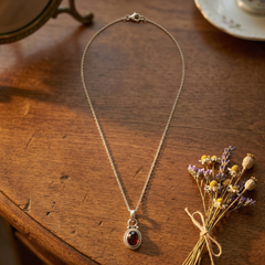 925 Sterling Silver Garnet Pendant with 18 Inch Chain |  Gemstone Pendant Necklace | Handmade Daily Wear Jewelry