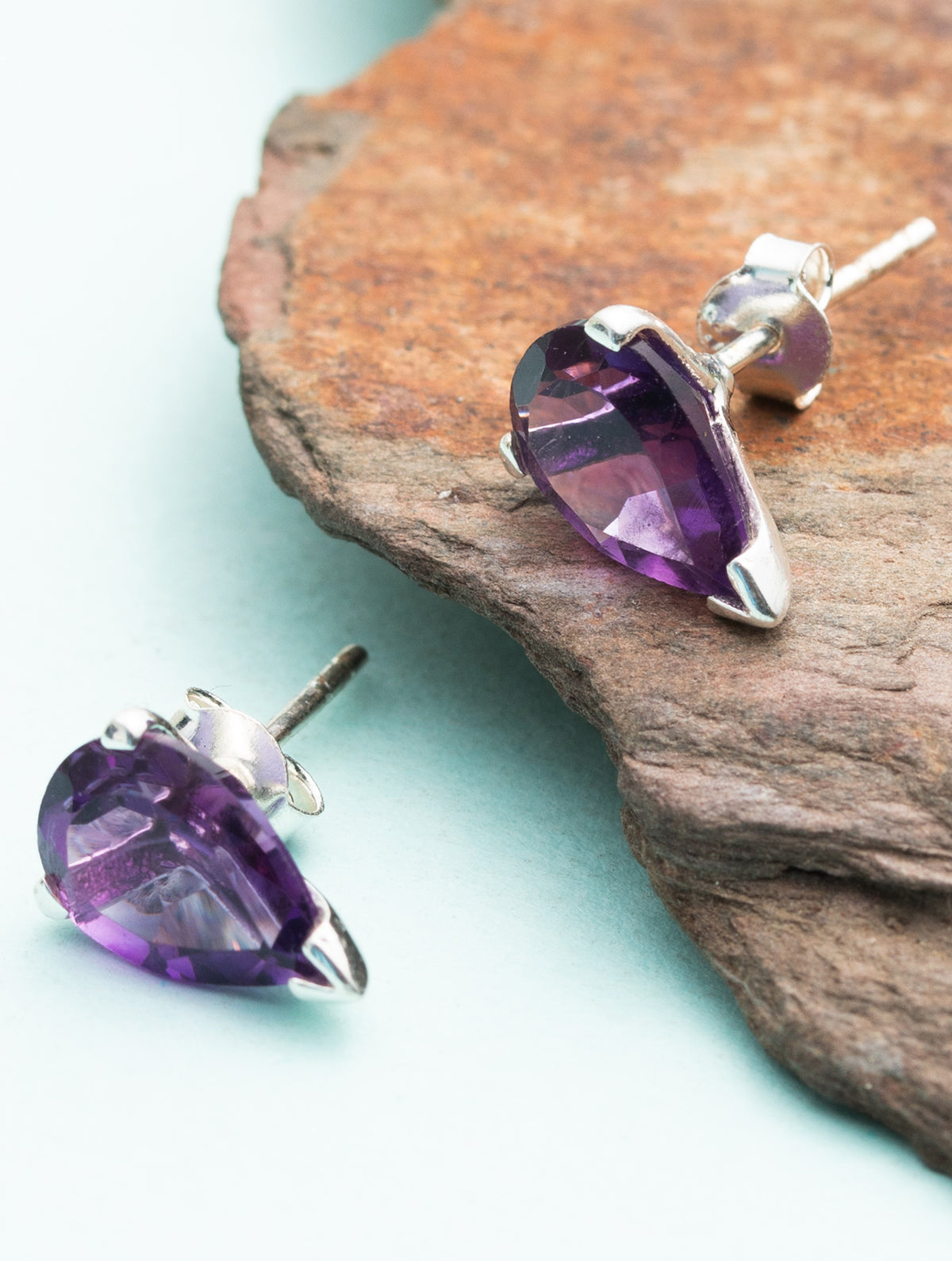 925 Sterling Silver Amethyst Stud for Women Handmade Gemstone Jewelry Elegant Party Wear Gift