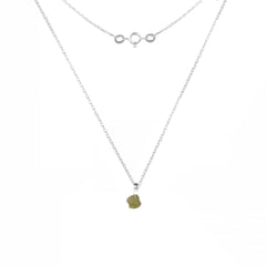 925 Sterling Silver Uncut Peridot Pendant with 18" Chain for Women | Natural Raw Gemstone Handmade Jewelry Gift