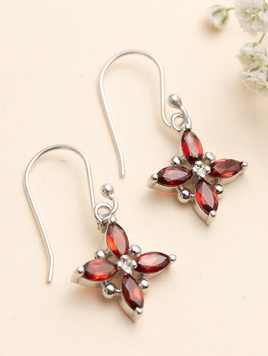 925 Sterling Silver Garnet Earrings for Women Handmade Gemstone Jewelry Elegant Party Wear Gift