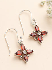 925 Sterling Silver Garnet Earrings for Women Handmade Gemstone Jewelry Elegant Party Wear Gift