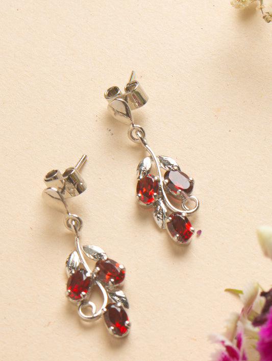 925 Sterling Silver Garnet Earrings for Women Handmade Gemstone Jewelry Elegant Party Wear Gift