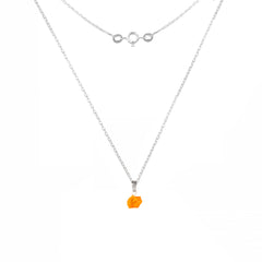 925 Sterling Silver Uncut Citrine Pendant with 18" Chain for Women | Natural Raw Gemstone Handmade Jewelry