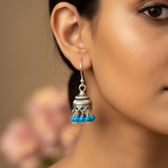 Fusionari 925 Sterling Silver Turquoise Earrings for Women | Handcrafted Blue Gemstone Jewelry | Classic and Stylish Design | Size 3.5 x1.4 cm