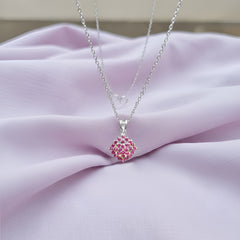Fusionari 925 Sterling Silver Ruby Pendant Necklace for Women with 18" Chain | Elegant Handmade Pink Gemstone Jewelry | Size 2.1x1.4 cm
