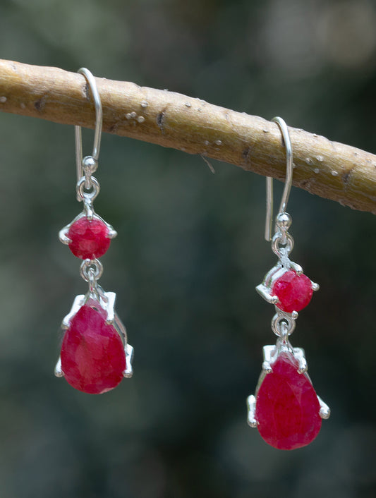 925 Sterling Silver Ruby Earrings for Women Handmade Gemstone Jewelry Elegant Party Wear Gift