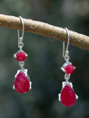 925 Sterling Silver Ruby Earrings for Women Handmade Gemstone Jewelry Elegant Party Wear Gift