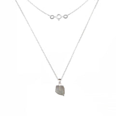 925 Sterling Silver Uncut Smoky Quartz Pendant with 18" Chain for Women | Natural Raw Gemstone Handmade Jewelry