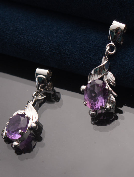 925 Sterling Silver Amethyst Earrings for Women Handmade Gemstone Jewelry Elegant Party Wear Gift