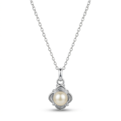 925 Sterling Silver Pearl Pendant with 18 Inch Chain |  Pearl Pendant Necklace | Elegant Silver Jewelry Gift