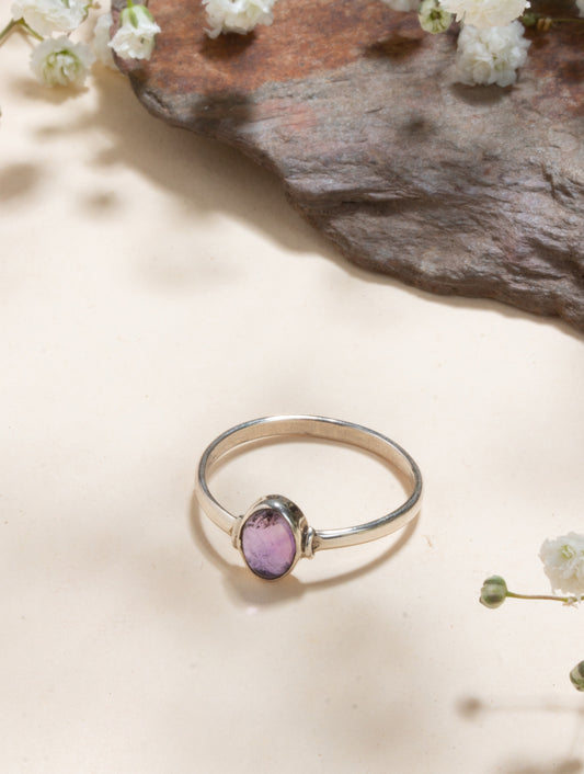 925 Sterling Silver Amethyst Ring for Women Handmade Gemstone Ring Adjustable Statement Jewelry Birthday Gift