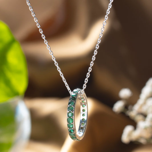 Fusionari 925 Sterling Silver Emerald Pendant for Women | Classic Green Gemstone Pendant | Without Chain