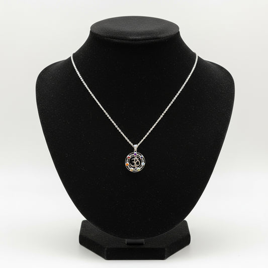 Fusionari 925 Sterling Silver Chakra Pendant Necklace for Women with 18" Chain | Handmade Multicolor Energy Jewelry | Size 3.5x2.6 cm