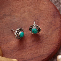 925 Sterling Silver Turquoise Eartops for Women | Natural Gemstone Jewelry | Elegant Gift