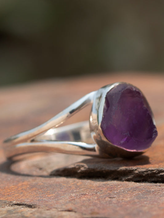 925 Sterling Silver Amethyst Ring for Women Handmade Gemstone Ring Adjustable Statement Jewelry Birthday Gift