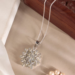 925 Sterling Silver Moonstone Pendant with 18" Chain for Women, Natural Gemstone Handcrafted  Jewelry