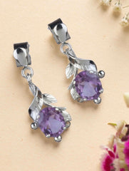 925 Sterling Silver Amethyst Earrings for Women Handmade Gemstone Jewelry Elegant Party Wear Gift