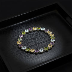 925 Silver Elegant Multistone Bracelet - Handcrafted Design with Vibrant Gemstones and Sterling Silver, Perfect for Stylish Everyday Wear