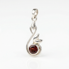 925 Sterling Silver Garnet Pendant with 18 Inch Chain |  Gemstone Pendant Necklace | Elegant Silver Jewelry Gift