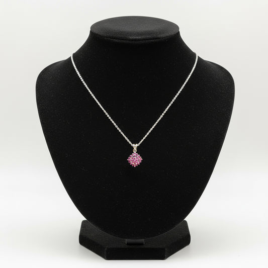 Fusionari 925 Sterling Silver Ruby Pendant Necklace for Women with 18" Chain | Elegant Handmade Pink Gemstone Jewelry | Size 2.1x1.4 cm