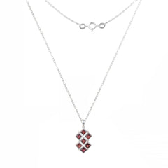 925 Sterling Silver Garnet Pendant with 18 Inch Chain |  Gemstone Pendant Necklace | Handmade Silver Jewelry Gift