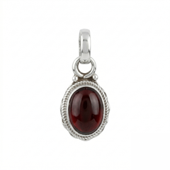 925 Sterling Silver Garnet Pendant with 18 Inch Chain |  Gemstone Pendant Necklace | Handmade Daily Wear Jewelry