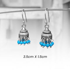 Fusionari 925 Sterling Silver Turquoise Earrings for Women | Handcrafted Blue Gemstone Jewelry | Classic and Stylish Design | Size 3.5 x1.4 cm