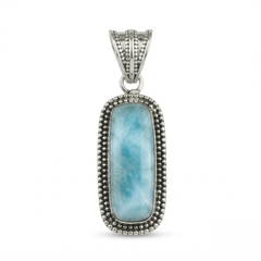 925 Sterling Silver Larimar Pendant with 18 Inch Chain |  Larimar Pendant Necklace | Elegant Handmade Jewelry Gift