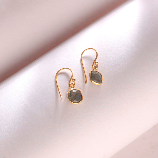 925 Sterling Silver Gold Plated Labradorite Earrings for Women | Natural Labradorite Gemstone Jewelry | Elegant Gift