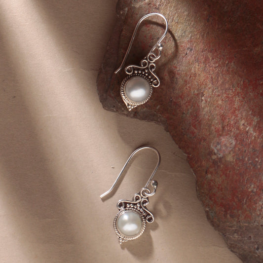 925 Sterling Silver Pearl Earrings for Women | Classic Pearl Jewelry | Handcrafted Elegant Gift
