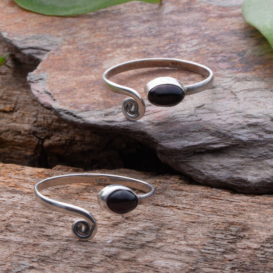 Fusionari 925 Sterling Silver Garnet Toe Ring for Women | Adjustable Red Gemstone Toe Ring | Minimal Jewelry