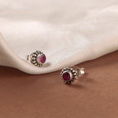 925 Sterling Silver Ruby Eartops for Women | Natural Gemstone Jewelry | Elegant Gift