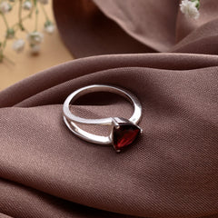 925 Silver Garnet Ring – Stunning Red Gemstone Sterling Silver Jewelry, Handcrafted Luxury Women’s Ring for Party & Daily Wear