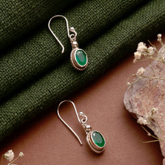 925 Sterling Silver Green Onyx Earrings for Women | Authentic Silver Jewelry | Handcrafted Elegant Gift