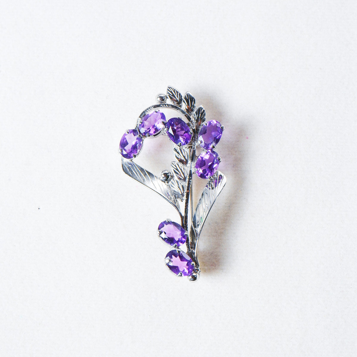 925 Sterling Silver Amethyst Brooch for Women | Gemstone Brooch | Handmade Silver Jewelry | Elegant Daily Wear Gift
