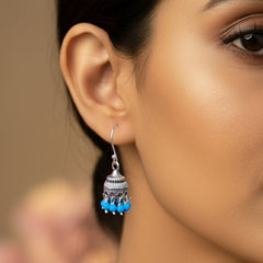 Fusionari 925 Sterling Silver Turquoise Earrings for Women | Handcrafted Blue Gemstone Jewelry | Classic and Stylish Design | Size 3.5 x1.4 cm