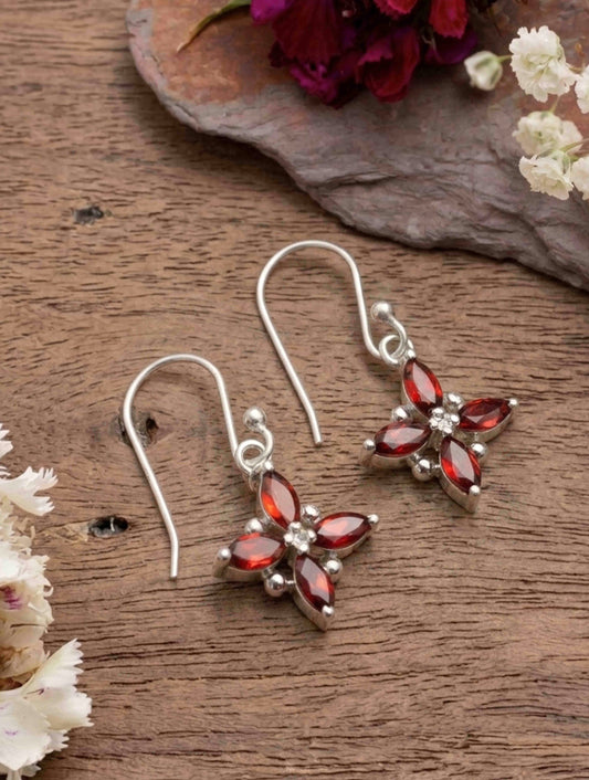 925 Sterling Silver Garnet Earrings for Women Handmade Gemstone Jewelry Elegant Party Wear Gift