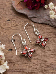925 Sterling Silver Garnet Earrings for Women Handmade Gemstone Jewelry Elegant Party Wear Gift