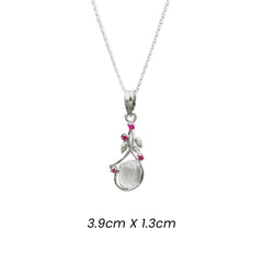 Fusionari 925 Sterling Silver Moonstone Pendant Necklace for Women with 18" Chain | Handcrafted White Healing Gem Jewelry | Size 3.9x1.3 cm