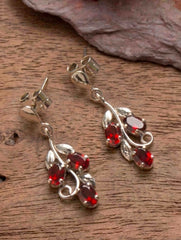 925 Sterling Silver Garnet Earrings for Women Handmade Gemstone Jewelry Elegant Party Wear Gift