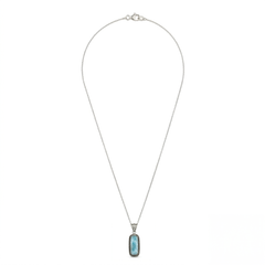 925 Sterling Silver Larimar Pendant with 18 Inch Chain |  Larimar Pendant Necklace | Elegant Handmade Jewelry Gift