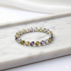925 Silver Elegant Multistone Bracelet - Handcrafted Design with Vibrant Gemstones and Sterling Silver, Perfect for Stylish Everyday Wear