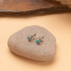 925 Sterling Silver Turquoise Eartop for Women | Natural Gemstone Stud Earrings | Handmade Jewelry