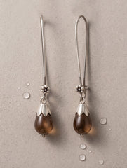 925 Sterling Silver Brown Shell Pearl Drop Earrings