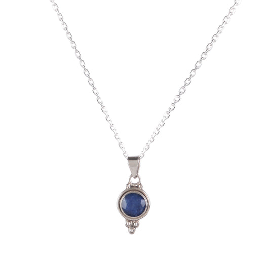 Fusionari 925 Sterling Silver Blue Sapphire Pendant Necklace for Women with 18" Chain | Handmade Luxury Jewelry | Deep Blue Gemstone | Elegant Gift
