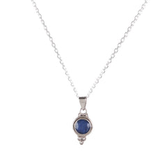 Fusionari 925 Sterling Silver Blue Sapphire Pendant Necklace for Women with 18" Chain | Handmade Luxury Jewelry | Deep Blue Gemstone | Elegant Gift