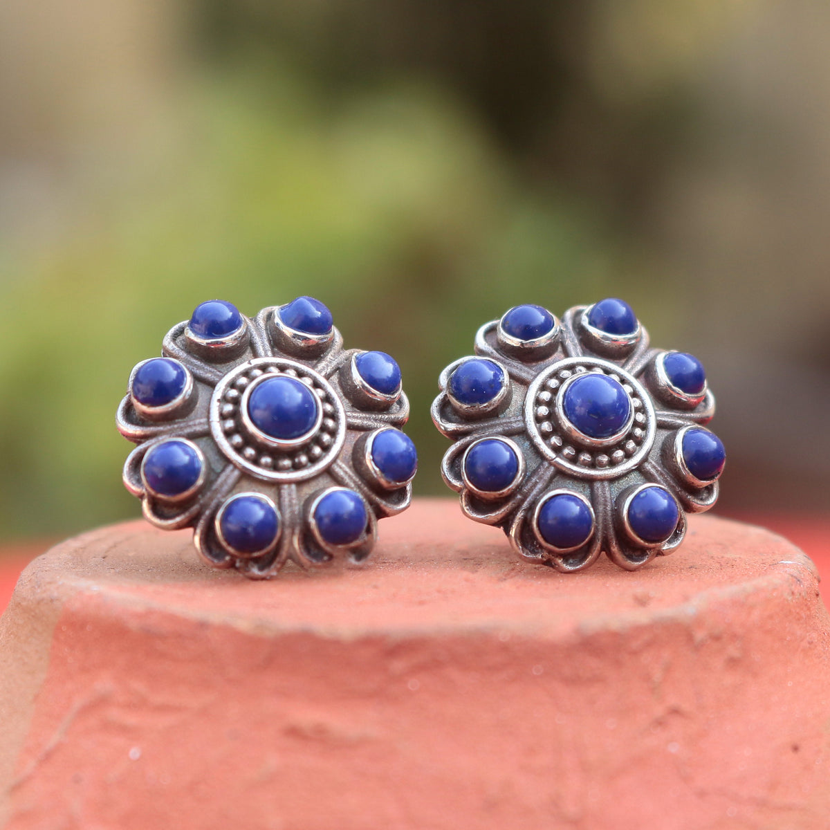 925 Sterling Silver Lapis Lazuli Earrings for Women | Authentic Silver Jewelry | Handcrafted Elegant Gift