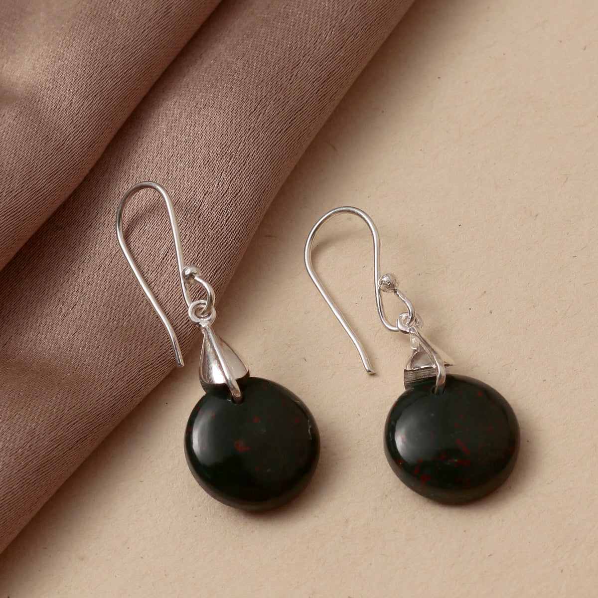925 Sterling Silver Bloodstone Earrings for Women | Natural Healing Gemstone Jewelry | Stylish Daily Wear ||