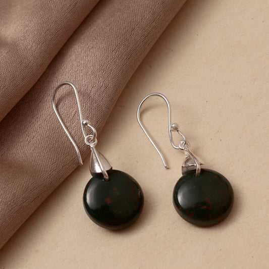 925 Sterling Silver Bloodstone Earrings for Women | Natural Healing Gemstone Jewelry | Stylish Daily Wear ||
