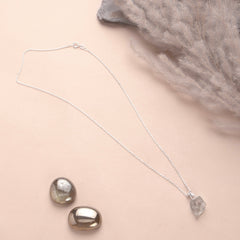 925 Sterling Silver Uncut Smoky Quartz Pendant with 18" Chain for Women | Natural Raw Gemstone Handmade Jewelry